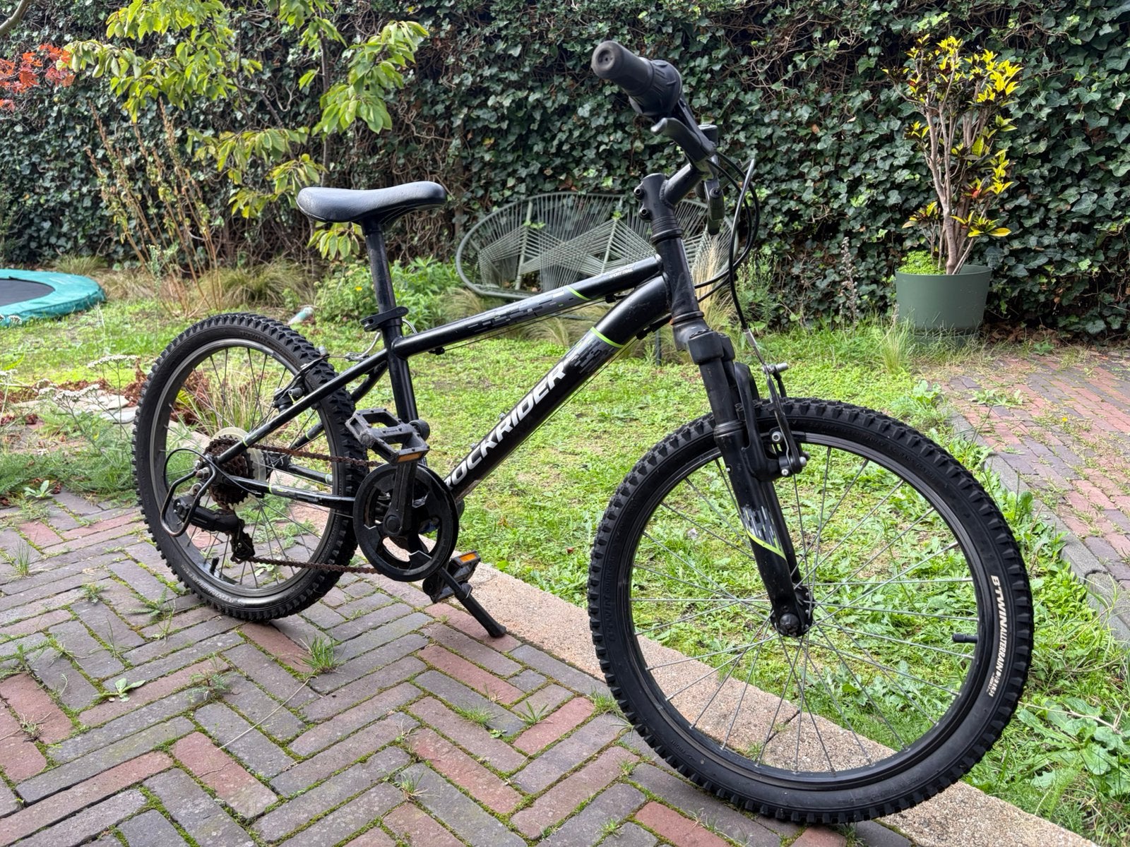 Kinder mountainbike 20 inch - Zwart/Grijs, Ophalen, Staal, Velgrem, Voetsteunen