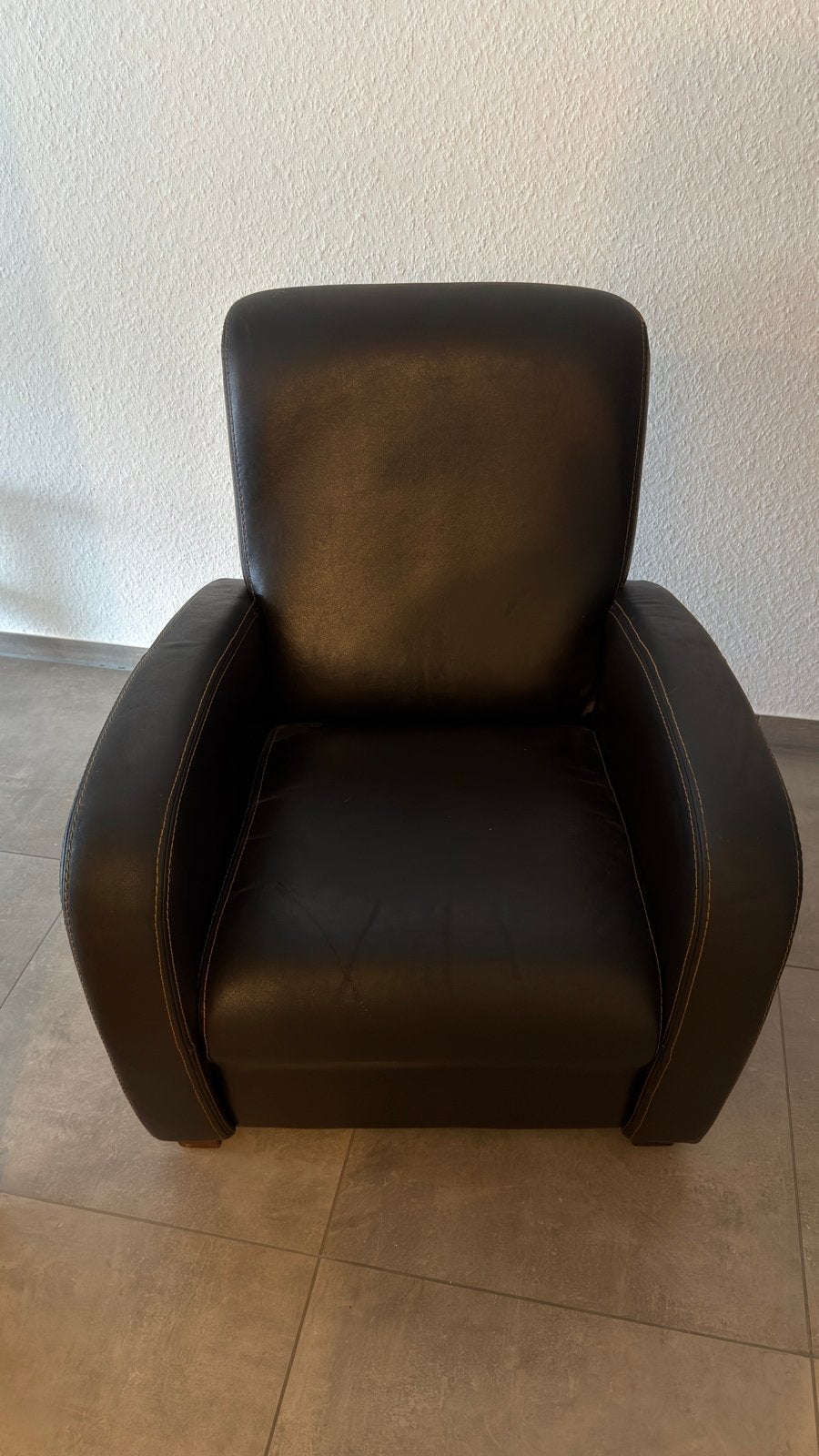 Gratis! Lederen zetel - Zo goed als nieuw, Huis en Inrichting, Fauteuils, Ophalen, Zo goed als nieuw, 75 tot 100 cm, Leer