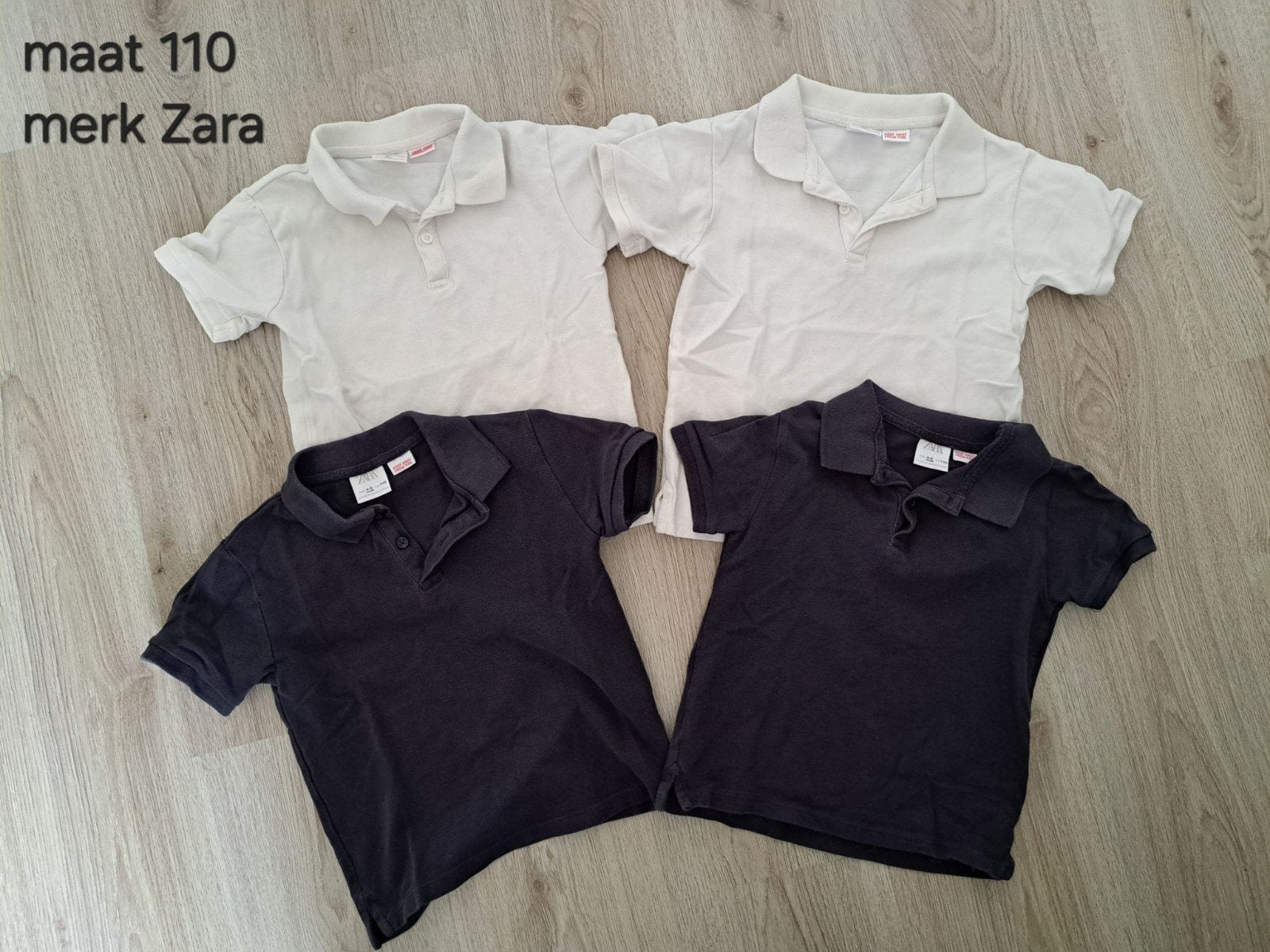 4-pack Zara polo shirts maat 110 (2x wit, 2x zwart), Kinderen en Baby's, Kinderkleding | Maat 110, Gebruikt, Jongen of Meisje