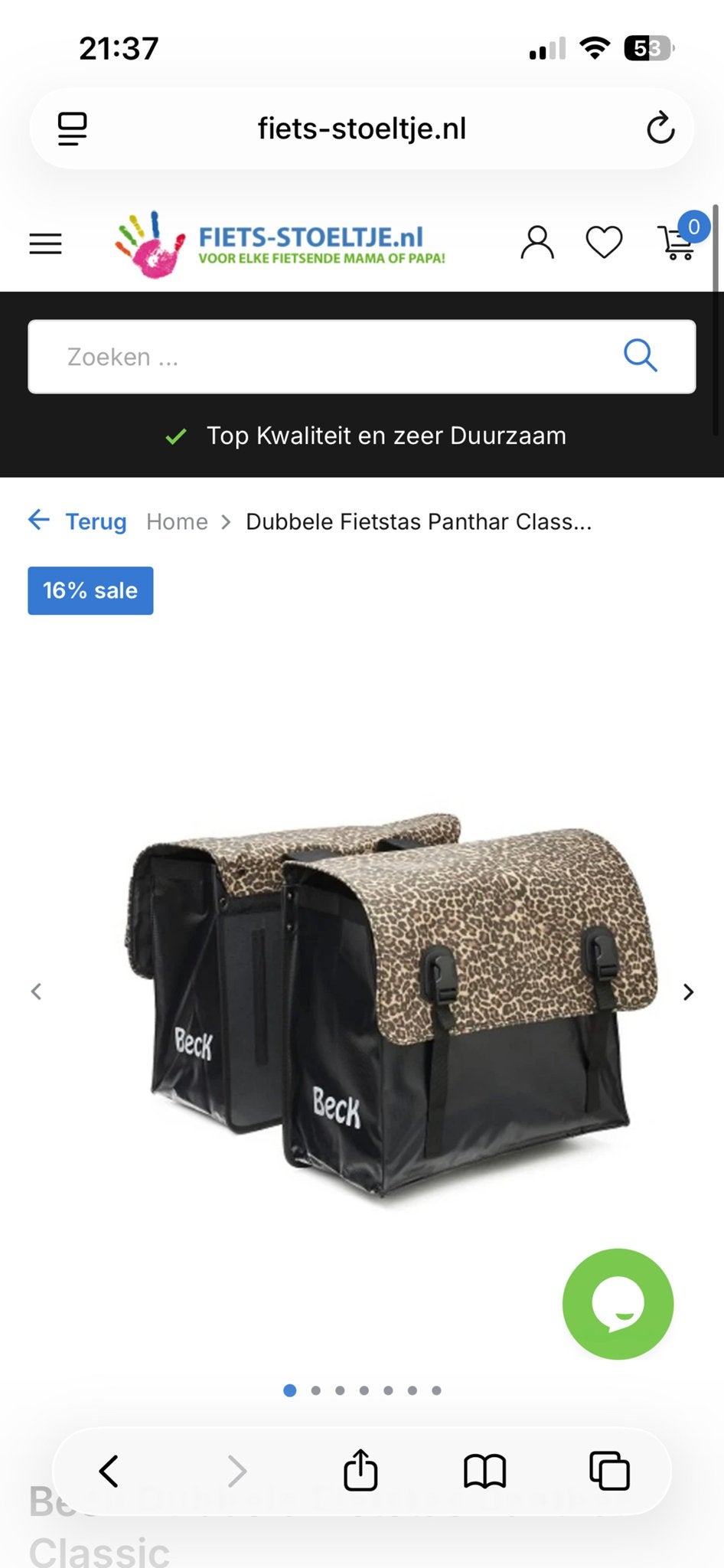 Beck Dubbele Fietstas Panthar Classic - Leopard Print, Ophalen, Zo goed als nieuw