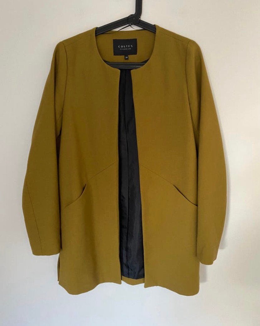 Costes blazer, mosterd kleur, maat xs / 34, Kleding | Dames, Verzenden, Zo goed als nieuw, Maat 34 (XS) of kleiner