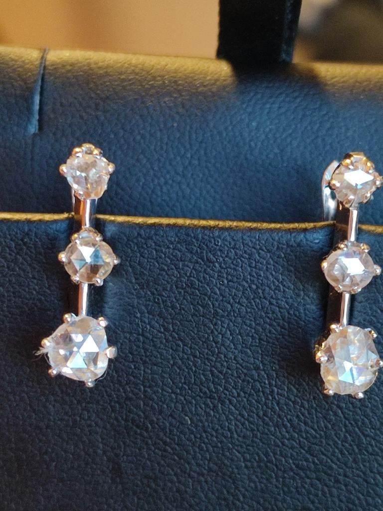 Antieke gouden oorbellen met diamanten 0,90kt, Sieraden, Tassen en Uiterlijk, Antieke sieraden, Ophalen of Verzenden, Goud, Oorbellen