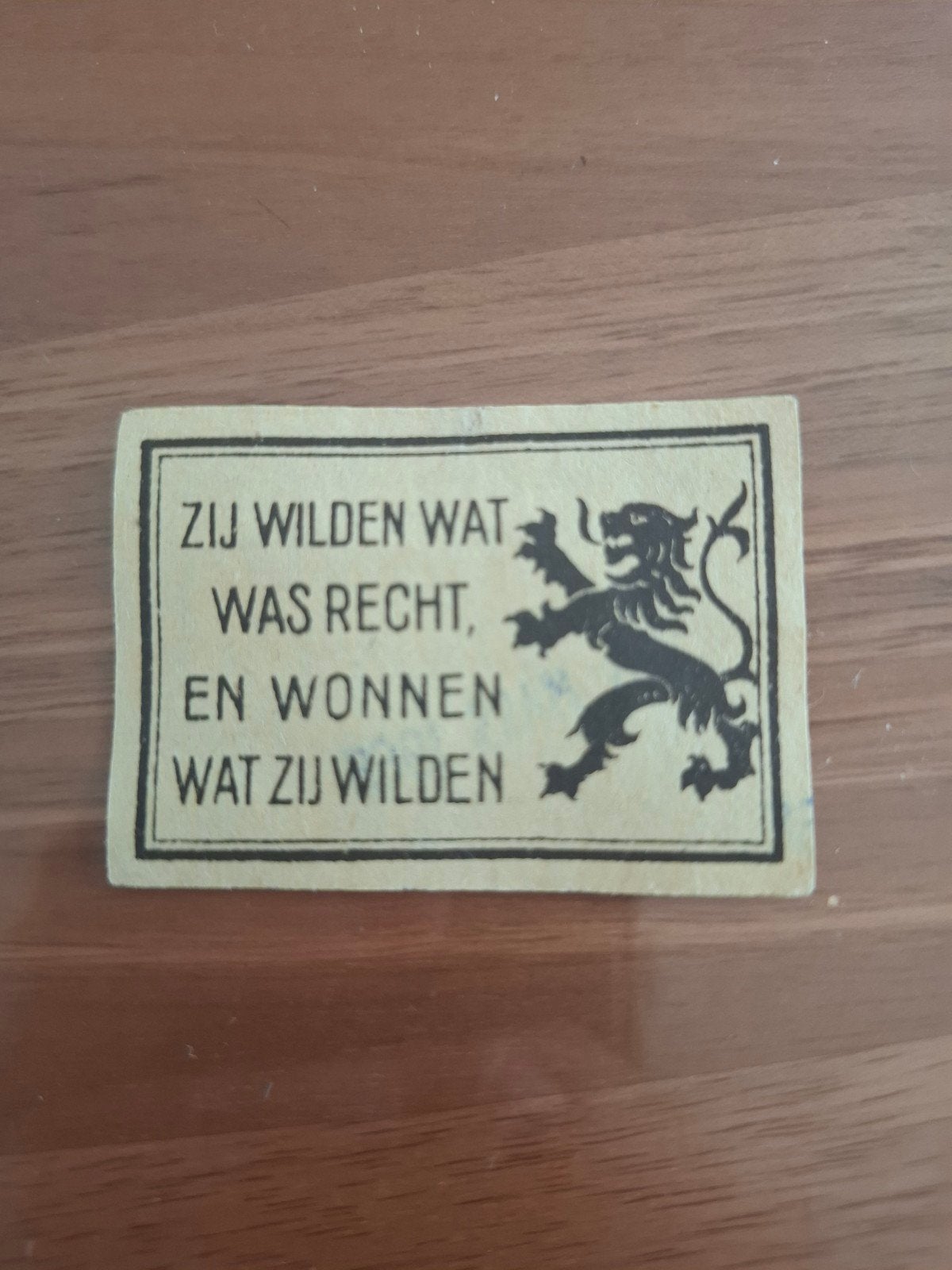 Vlaams Luciferplaatje – "Zij wilden wat was recht..." (Albre, Verzamelen, Ophalen of Verzenden