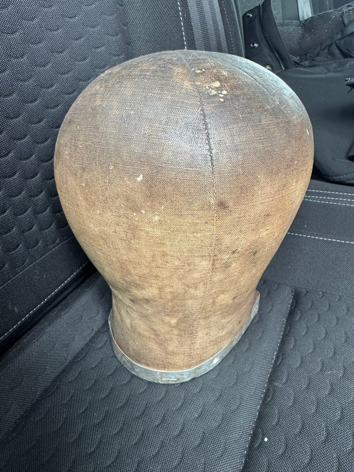 Antieke canvas hoedenmal / pruikenhoofd – Maat 21 (Brocante), Ophalen of Verzenden