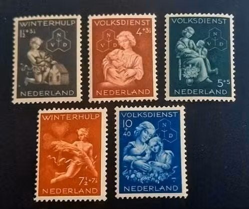 Nederland 1944 - nvph 423-427 - Winterhulp - Volksdienst, Postzegels en Munten, Postzegels | Nederland, Ophalen of Verzenden, T/m 1940