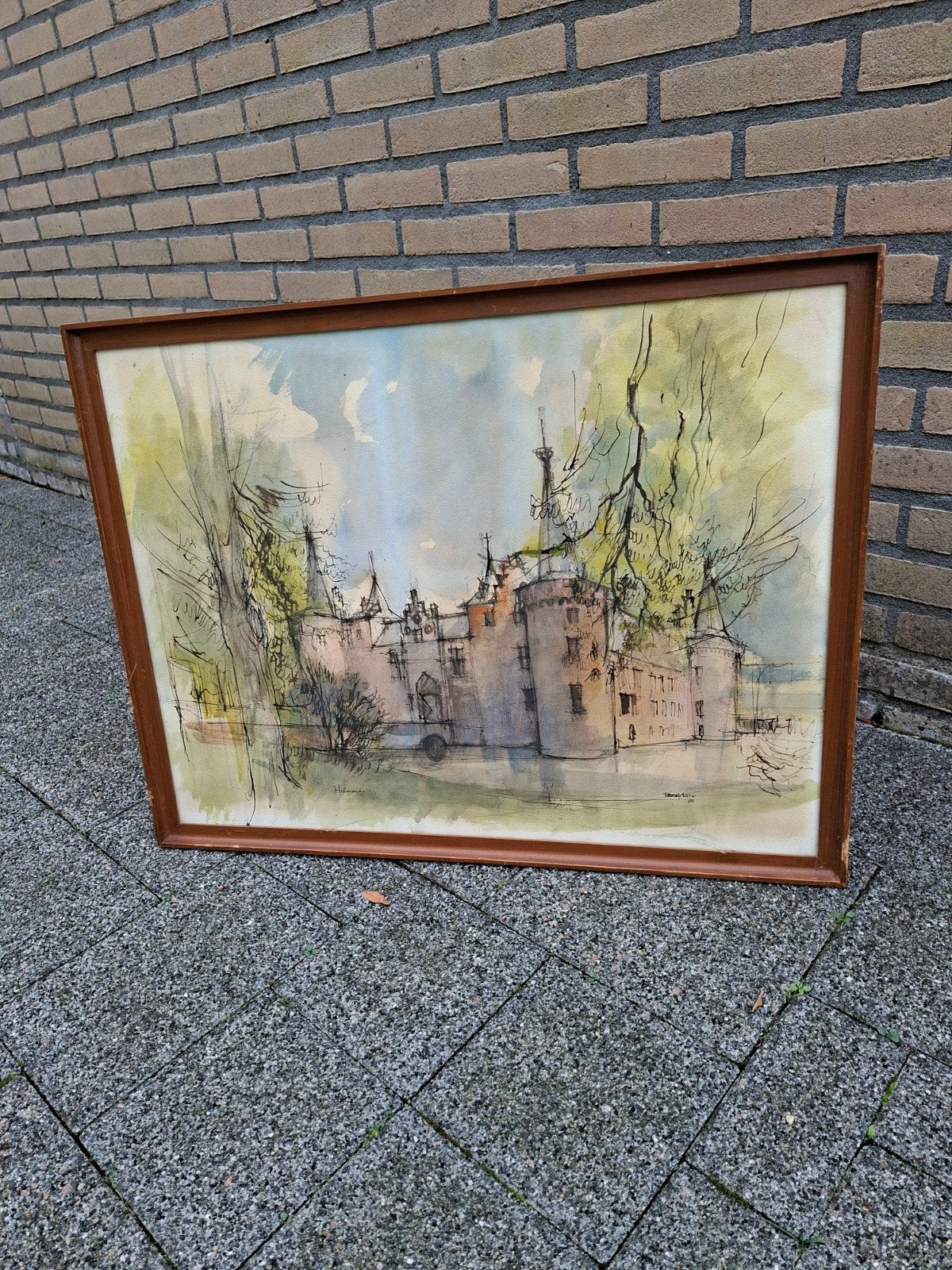 schilderij kasteel  Helmond, Antiek en Kunst, Ophalen, Stads- / dorpsgezicht