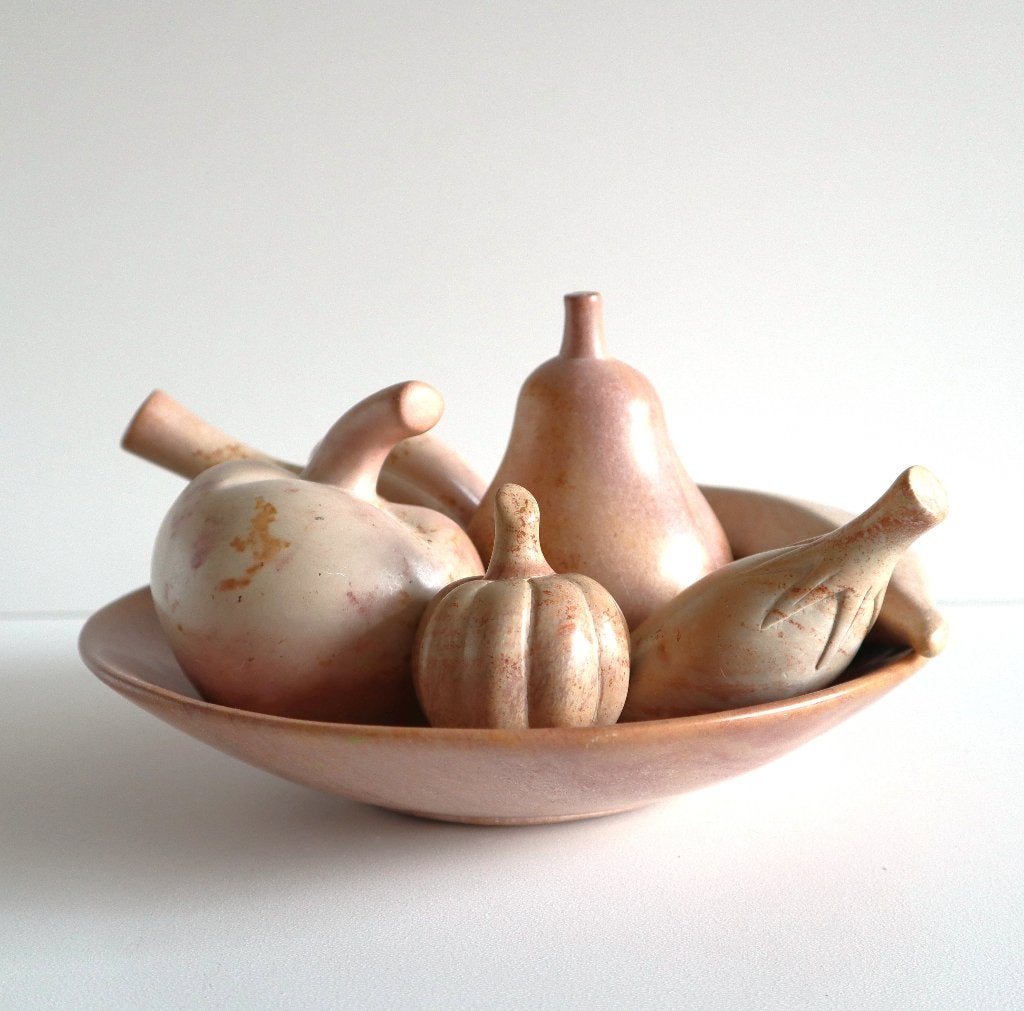 Speksteen fruitschaal - Kisii vintage decoratie, Ophalen of Verzenden