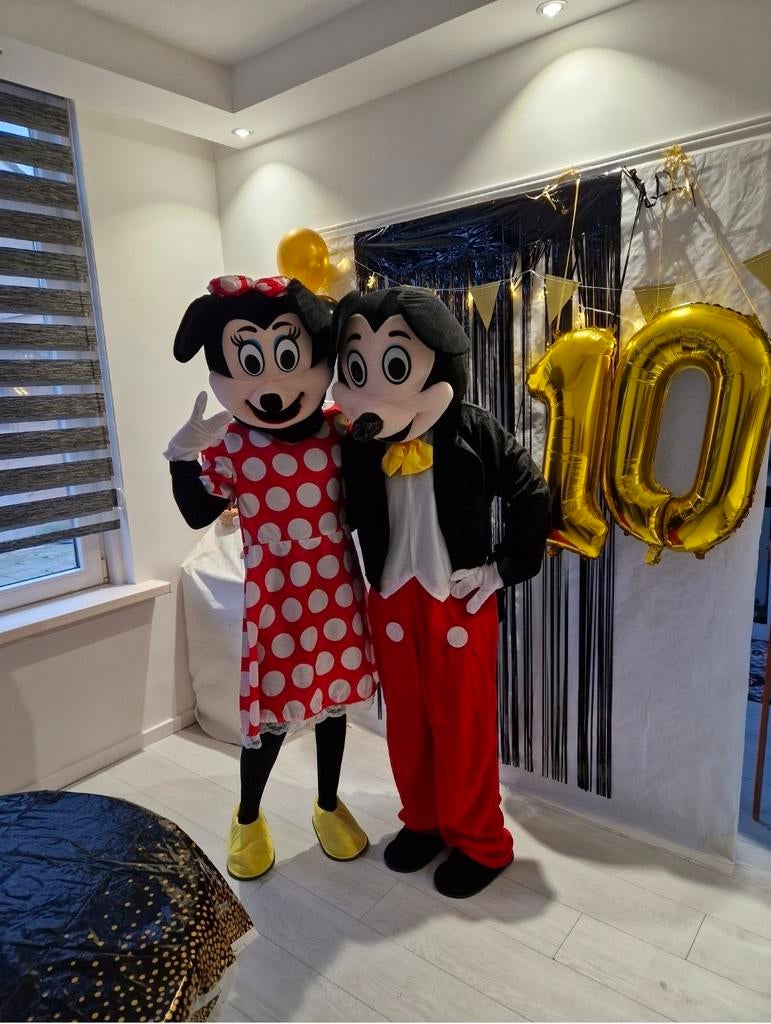 Mickey mouse en Minnie mous mascotte kostuum te huur, Ophalen, Zo goed als nieuw, Verjaardag