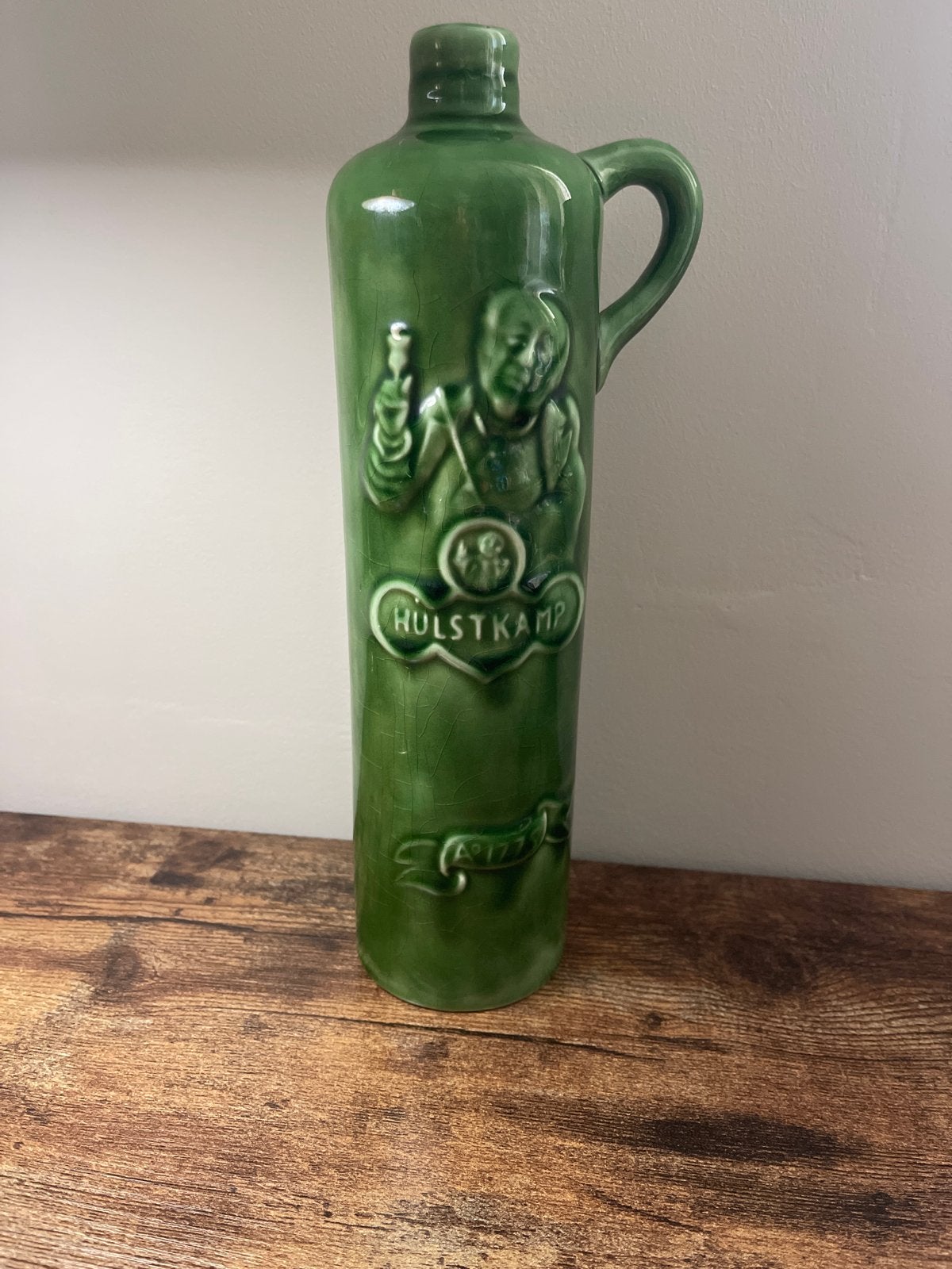 Vintage Hulstkamp jenever kruik - Groen keramiek, Ophalen
