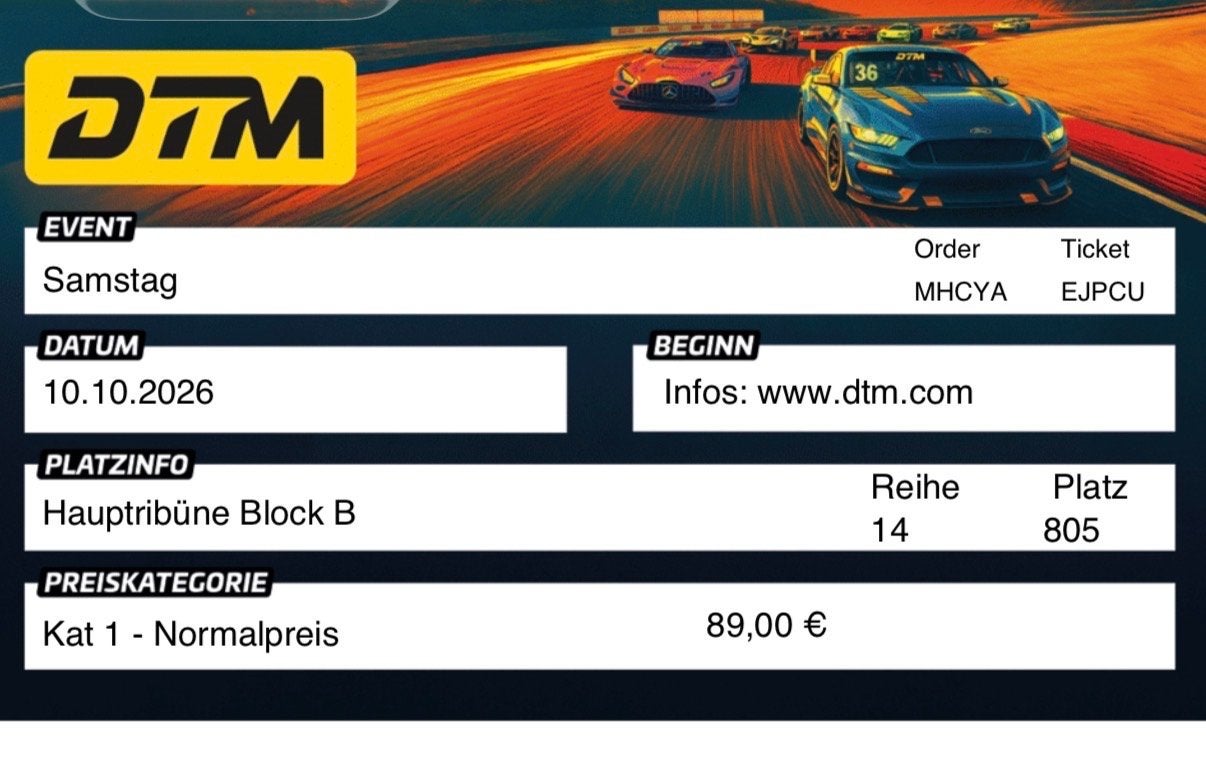 DTM tickets seizoenfinale 10-10-2026, Tickets en Kaartjes, Twee personen, Oktober