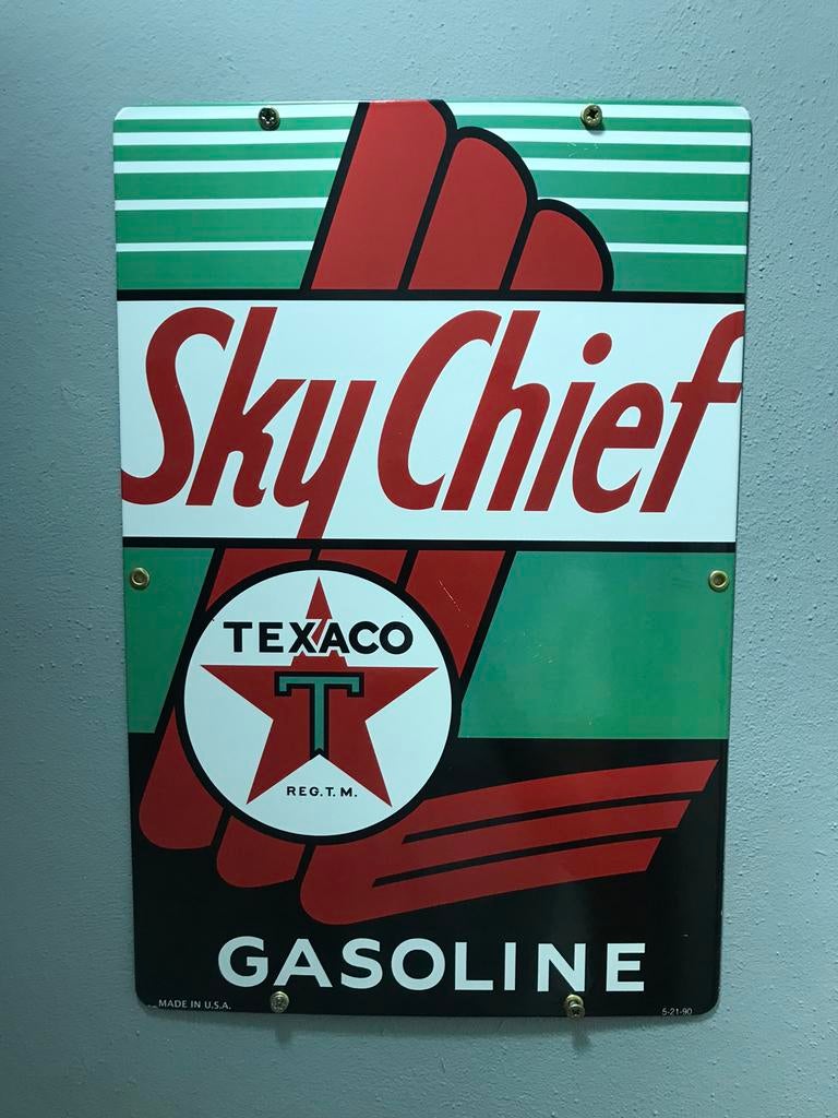 Texaco emaille reclamebord, Ophalen of Verzenden, Gebruikt, Reclamebord