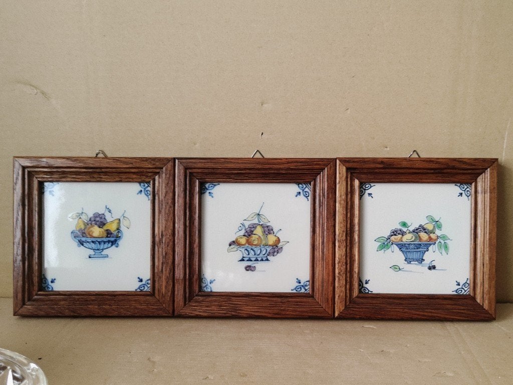Vintage tegel Tichelaar Makkum met fruitmand 19euro per stuk, Ophalen of Verzenden