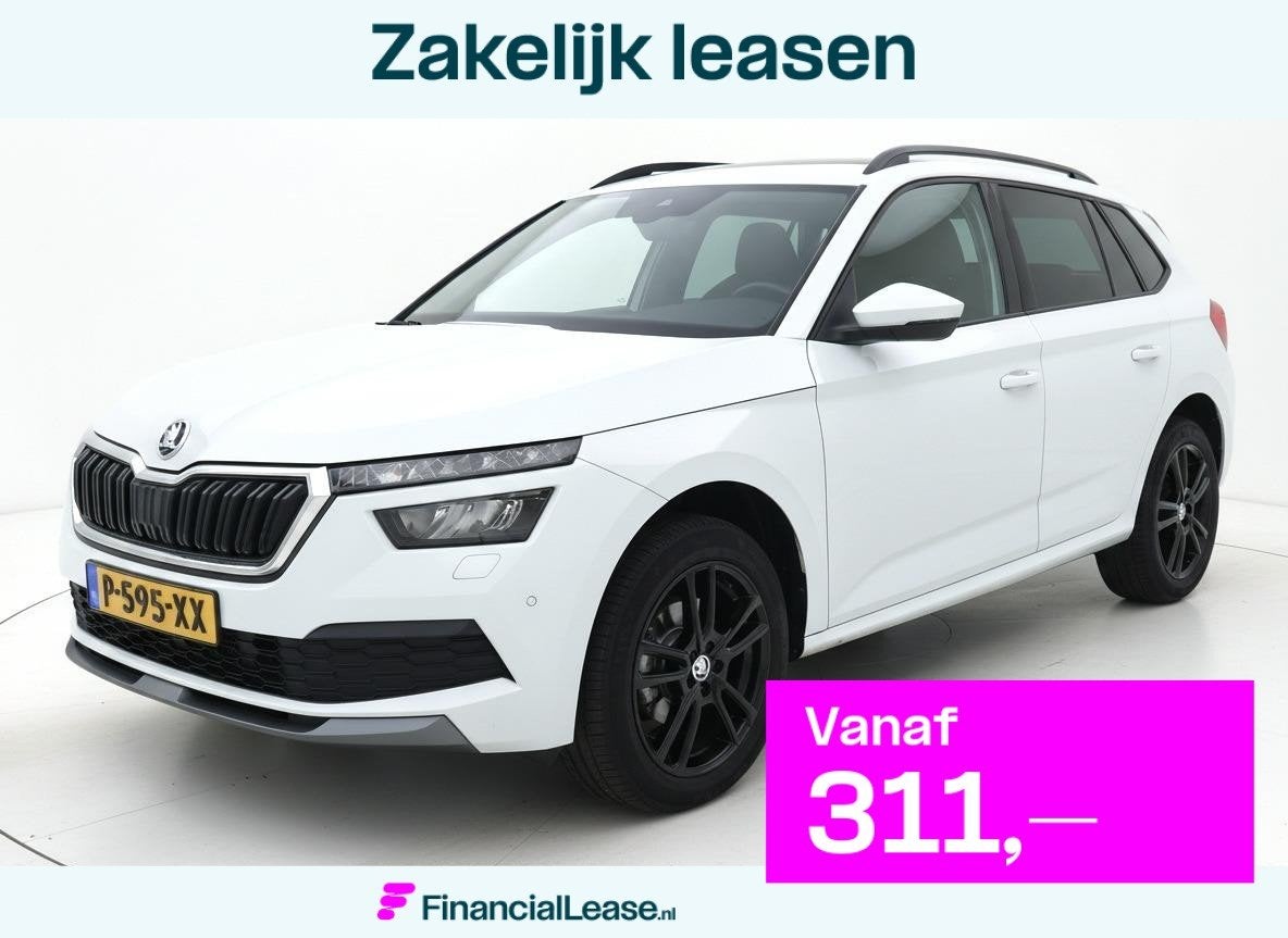 Skoda Kamiq 1.0 TSI Sport Business TREKHAAK CRUISE CLIMA, Gebruikt, Leder en Stof, Wit, Origineel Nederlands