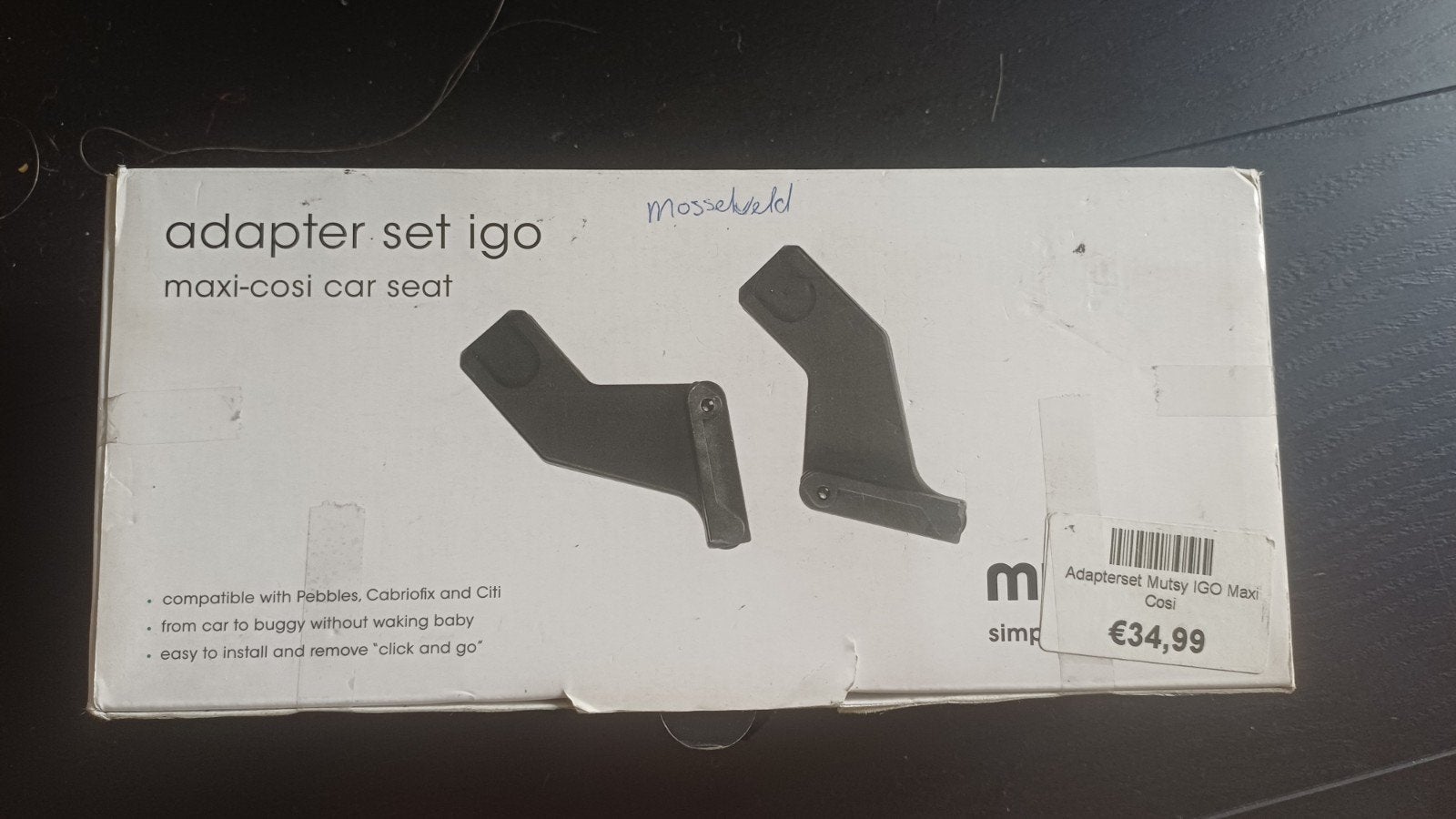 Adapterset Mutsy Igo, ongeopende doos, maxi cosy car seat, Kinderen en Baby's, Autostoeltjes, Ophalen of Verzenden, Nieuw, Overige merken