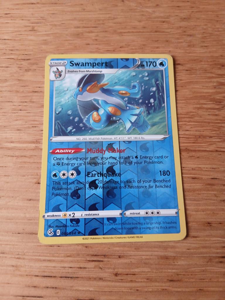 Pokémon Kaart Swampert 066/264 - Fusion Strike, Ophalen of Verzenden, Zo goed als nieuw, Losse kaart