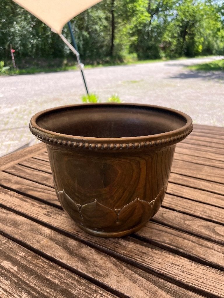 Art Nouveau bloempot | messing, Ophalen of Verzenden, Koper