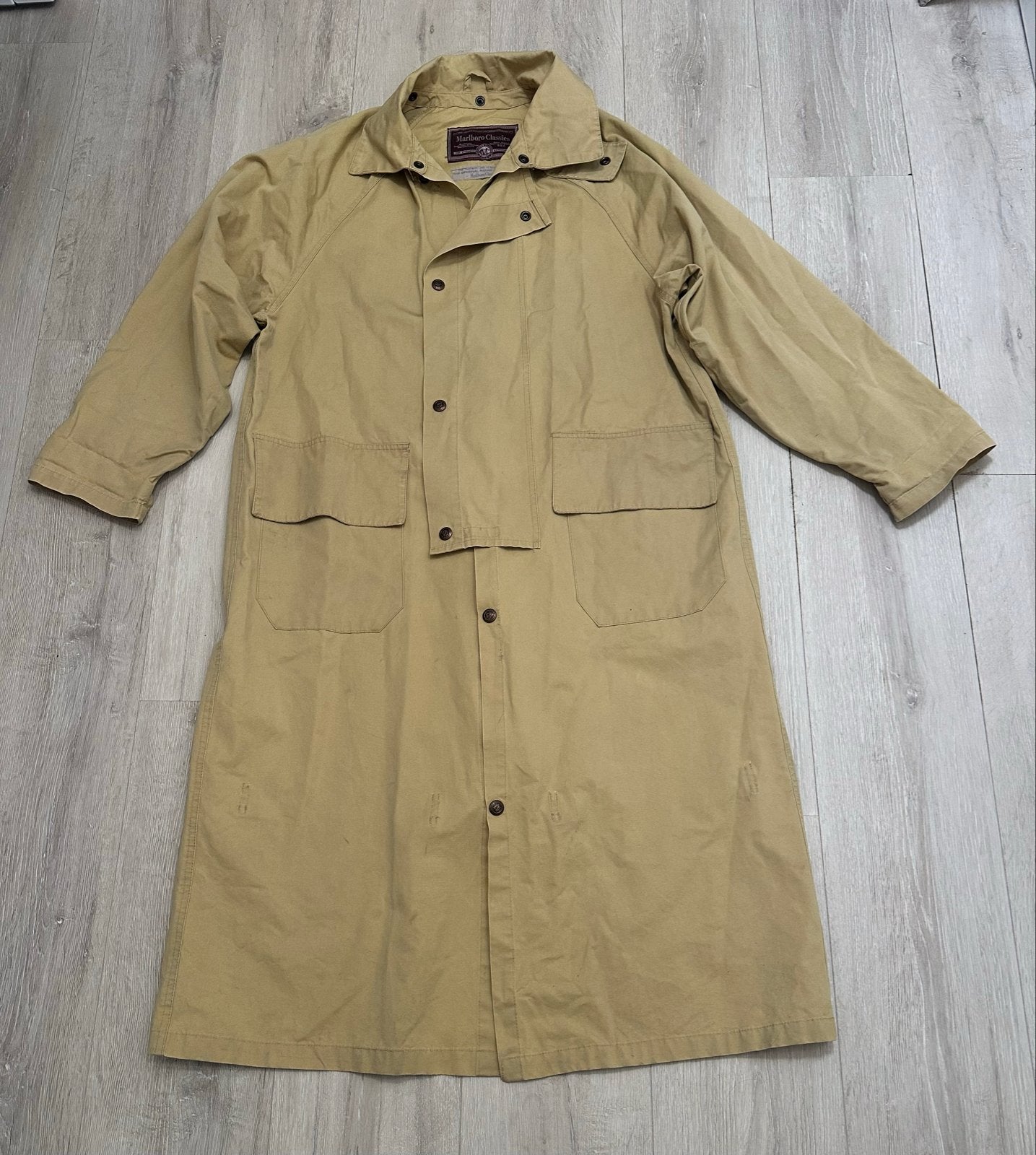 Vintage Marlboro Classics Lange Jas - Beige, Ophalen of Verzenden, Gedragen, Maat 56/58 (XL), Beige