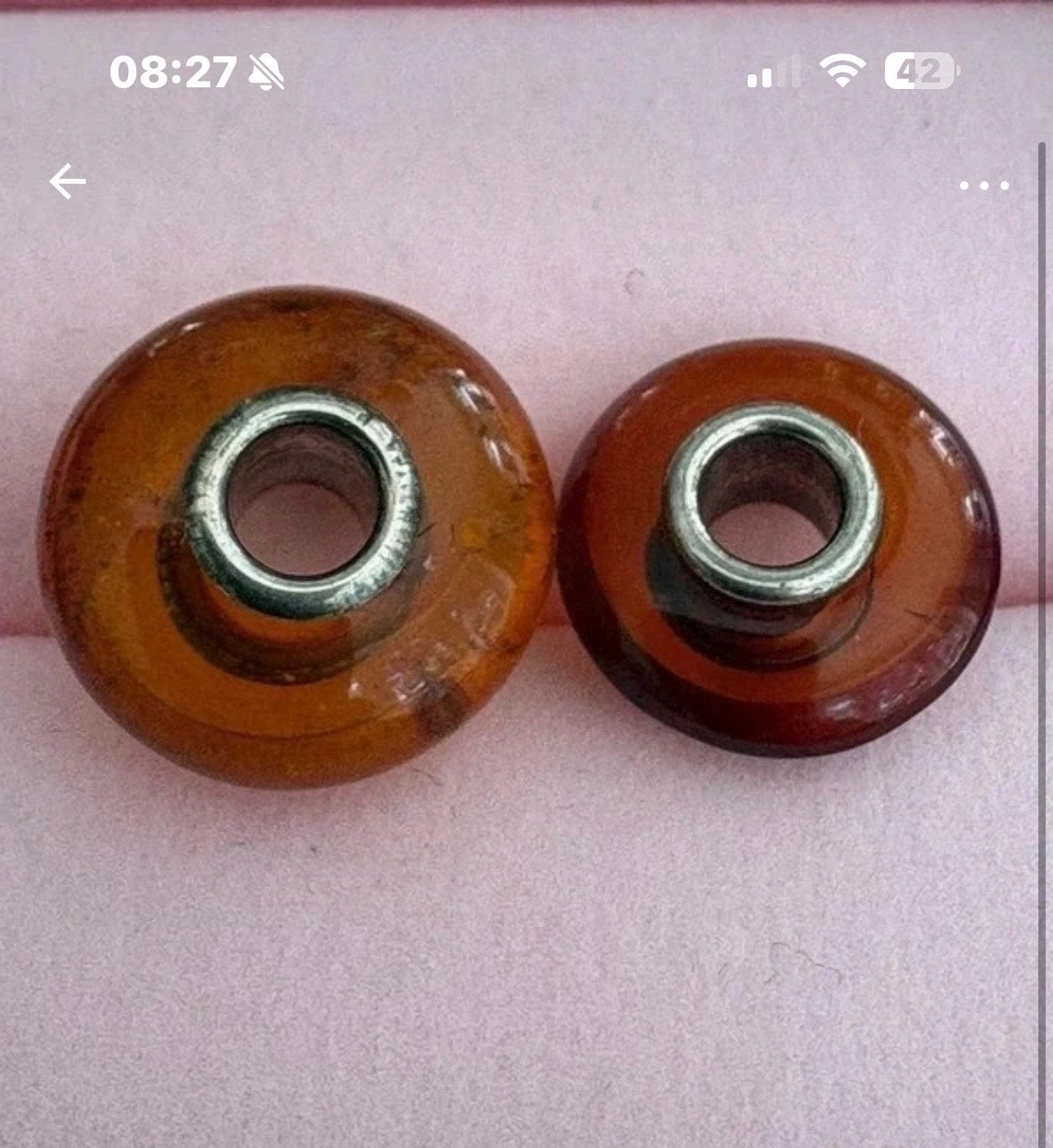 Twee unieke Trollbeads Amber karamel zonsondergang (retired), Ophalen of Verzenden, Zo goed als nieuw, Trollbeads, 2 of 3 bedels