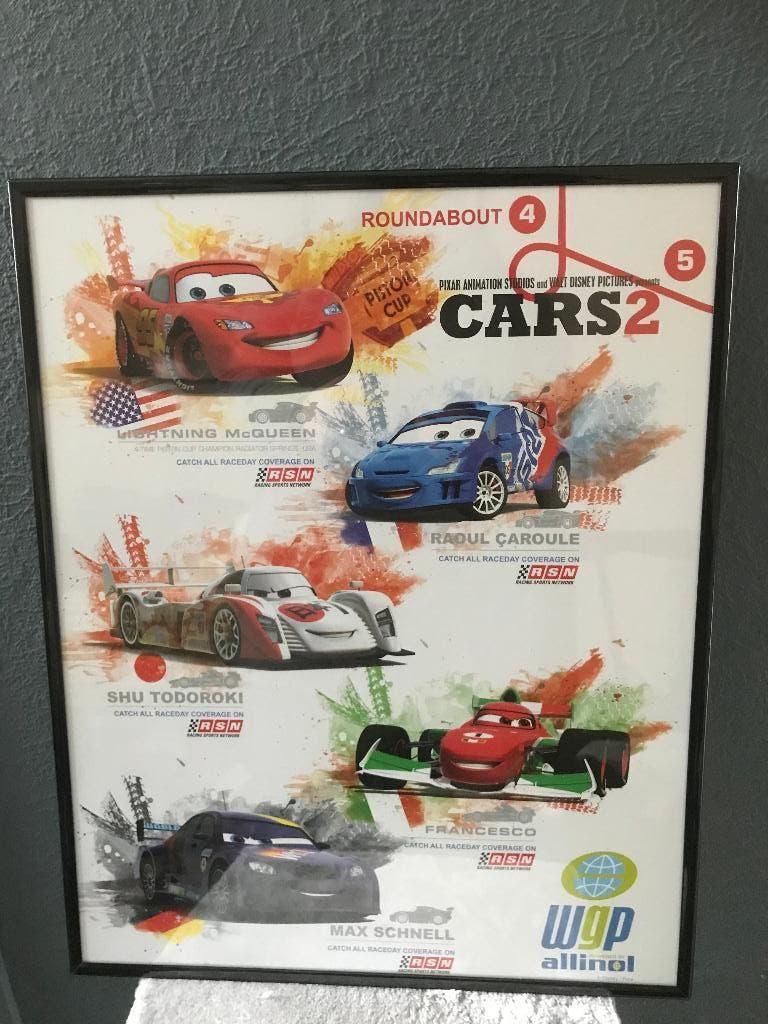 Cars poster in lijst, Ophalen, Zo goed als nieuw