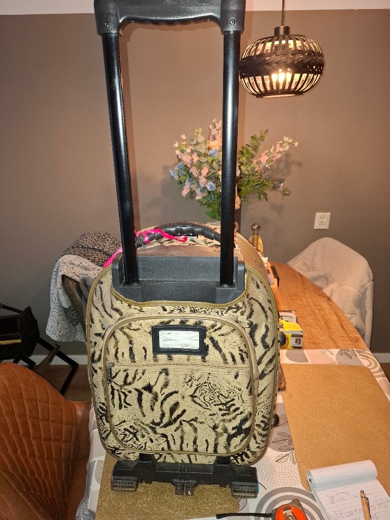 Bruin/beige tijgerprint koffer trolley, Sieraden, Tassen en Uiterlijk, Ophalen, 50 tot 60 cm, Zo goed als nieuw, 35 tot 45 cm