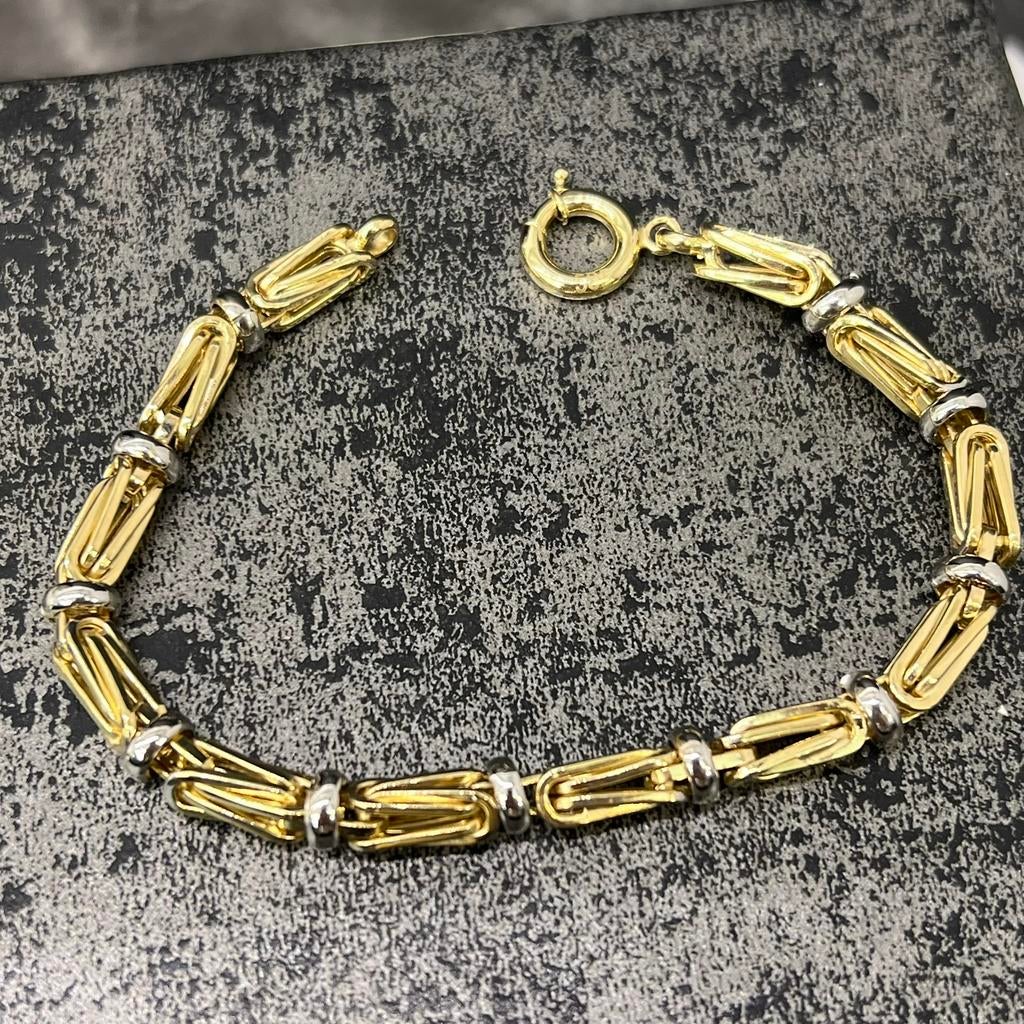 14 karaat gouden armband koningsschakel italy, Ophalen of Verzenden, Zo goed als nieuw, Goud
