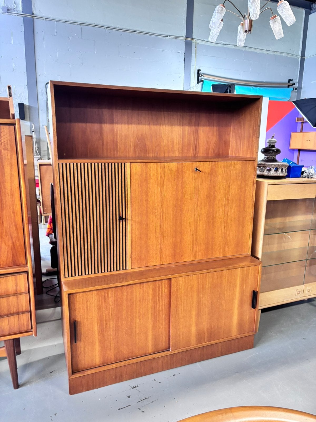 Vintage kast barkast secretaire highboard teak, Huis en Inrichting, Kasten | Wandmeubels, Ophalen, Gebruikt, C, C