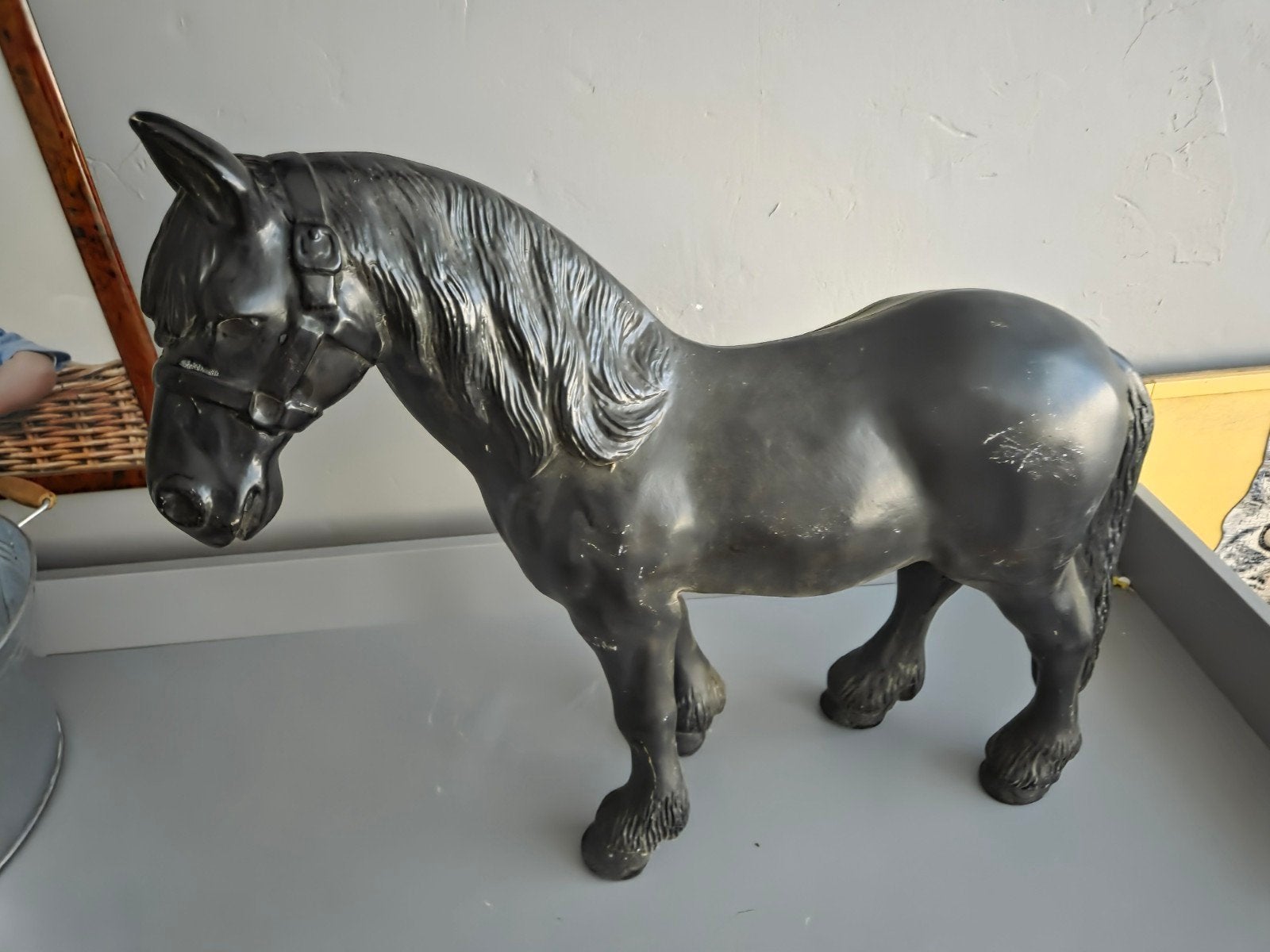 Decoratief paard beeld - Zwart 55 cm hoog en 60 lang, Ophalen