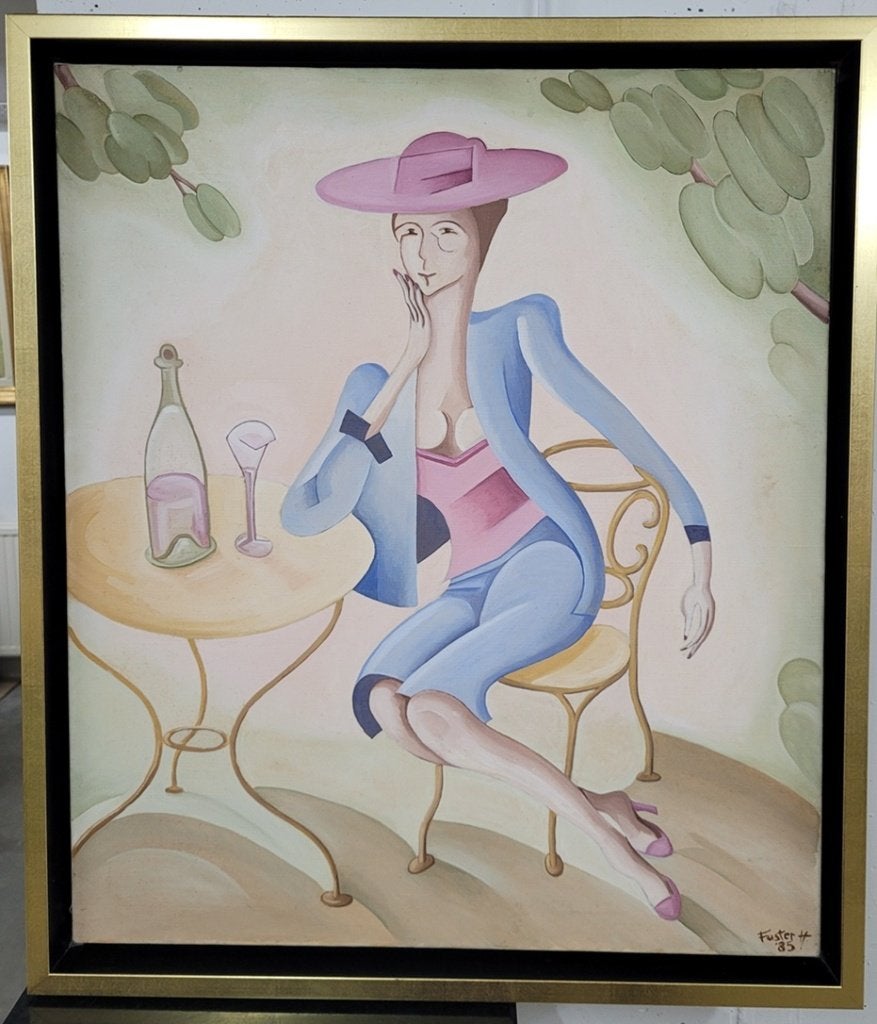 Harry FASTER, het aperitief, Antiek en Kunst, Kunst | Schilderijen | Klassiek, Ophalen of Verzenden, Origineel werk, Olieverf