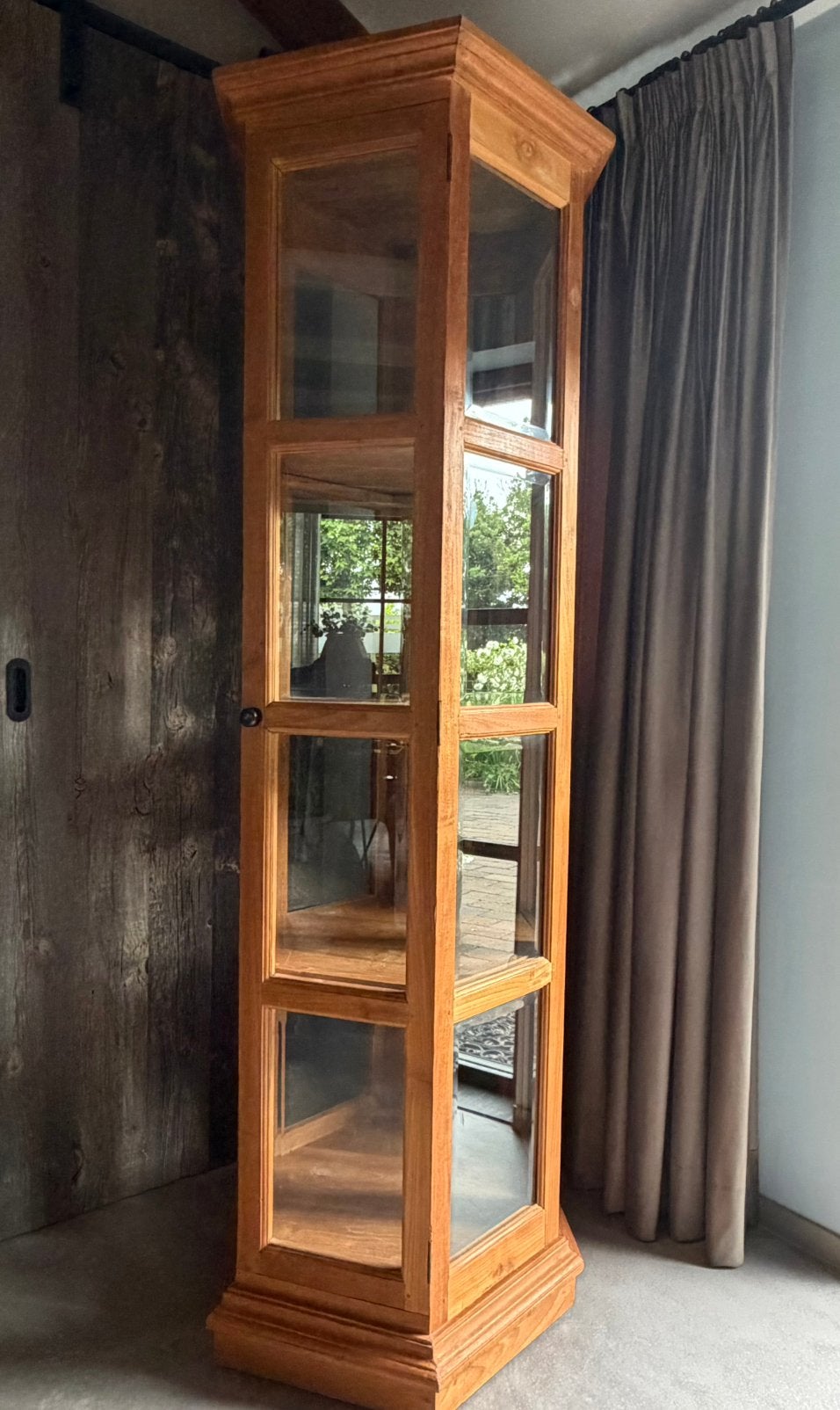 Vitrine kast, Ophalen, Teakhout, 50 tot 100 cm, 150 tot 200 cm