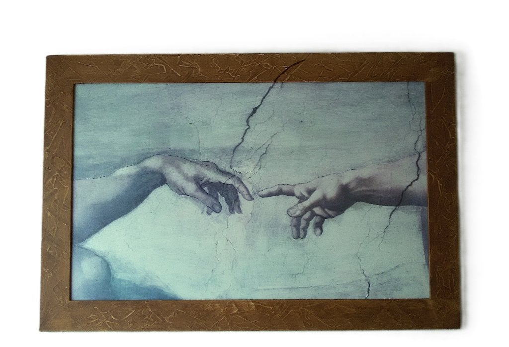 HOUTEN RELIËF LIJST HOUT 69,5 x 104,5 met Gratis KUNSTPRINT, Ophalen, Bruin, 105 cm, Ingelijst werk