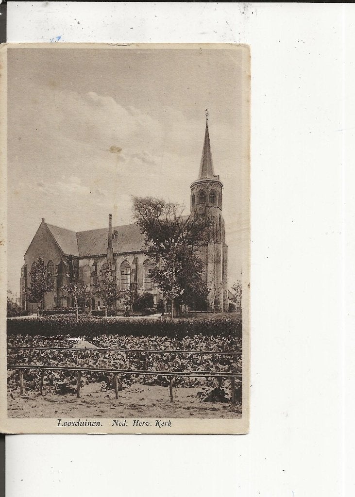 Loosduinen Ned Herv.Kerk met tuinderij A Klitzsch, Verzamelen, Ansichtkaarten | Nederland, Ophalen of Verzenden, 1920 tot 1940