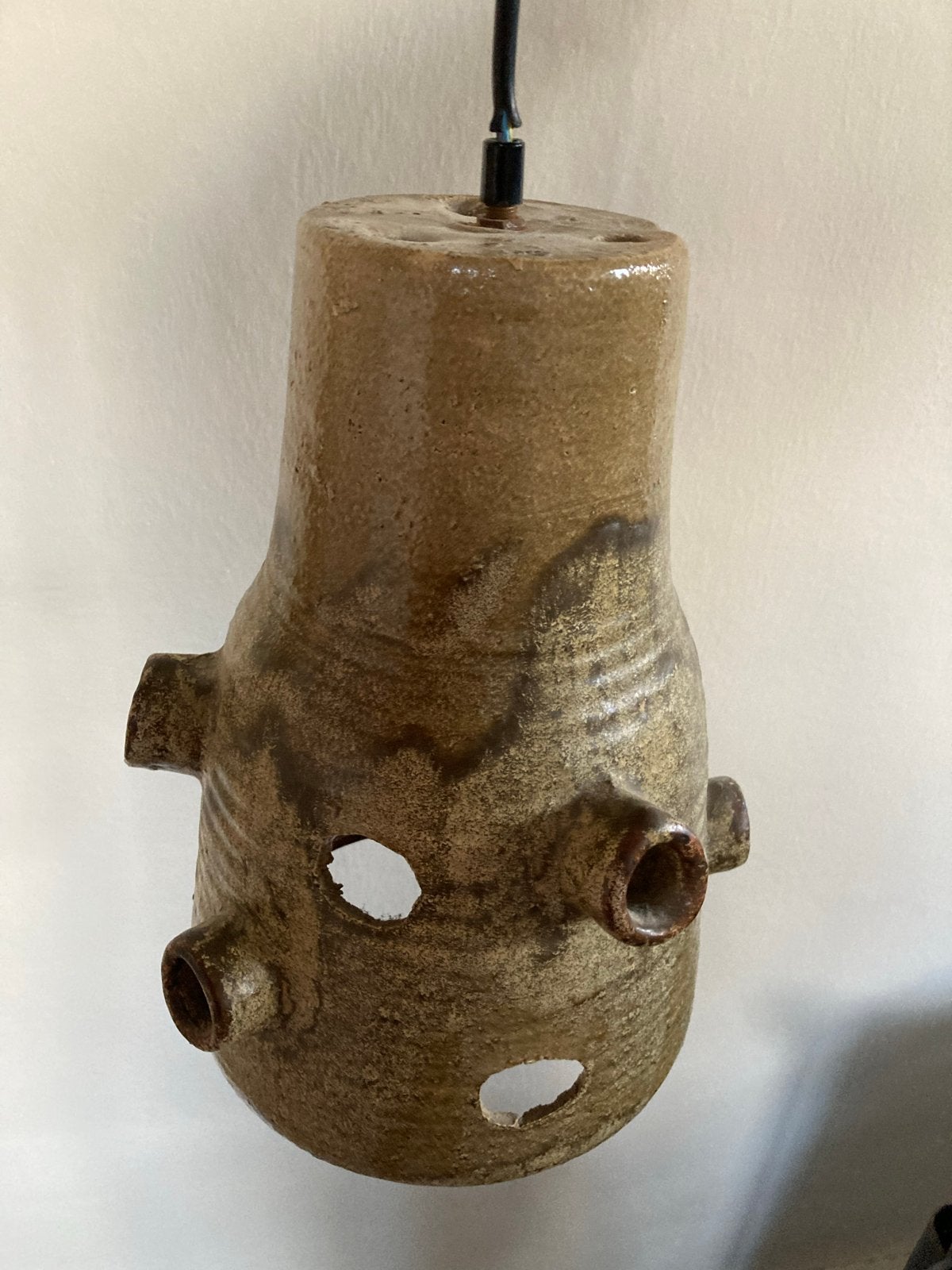 Unieke Retro Hanglamp van Keramiek van pottenbakker, Overige merken, Gebruikt, Bruin, E27 (groot)