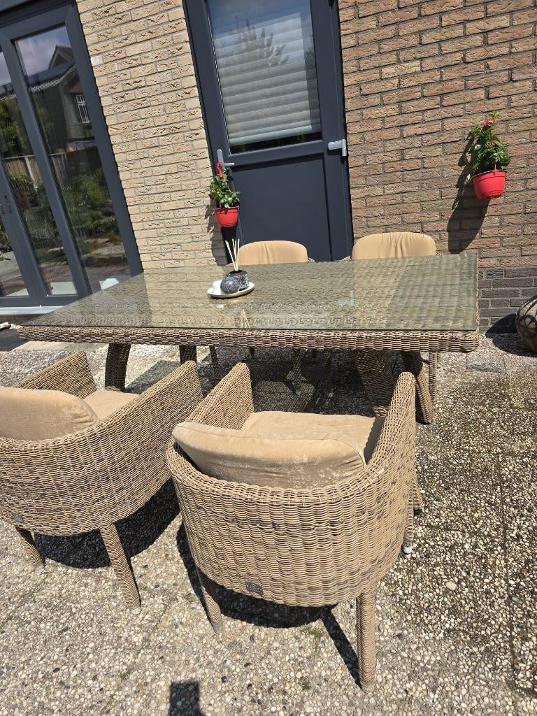 Tuinset diningset 4 Seasons Outdoor zgan, Tuin en Terras, Tuinsets en Loungesets, Zo goed als nieuw, Tuinset, Wicker, 4 zitplaatsen