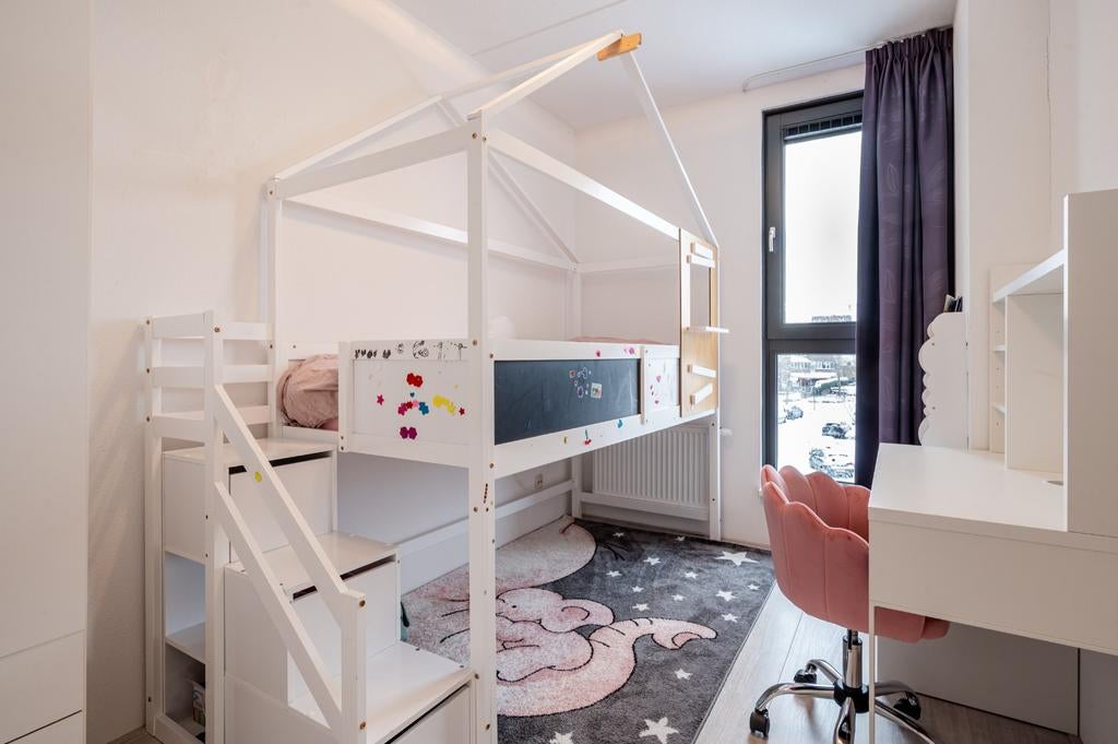 Witte hoogslaper met trap en ladeblok voor kinderbed, Kinderen en Baby's, Kinderkamer | Stapelbedden en Hoogslapers, Ophalen, Hoogslaper