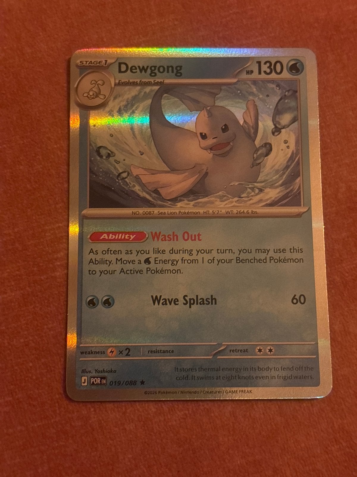 Dewgong 019/088 Holo Perfecte Staat Pokémon Kaart, Ophalen of Verzenden, Zo goed als nieuw, Losse kaart, Foil