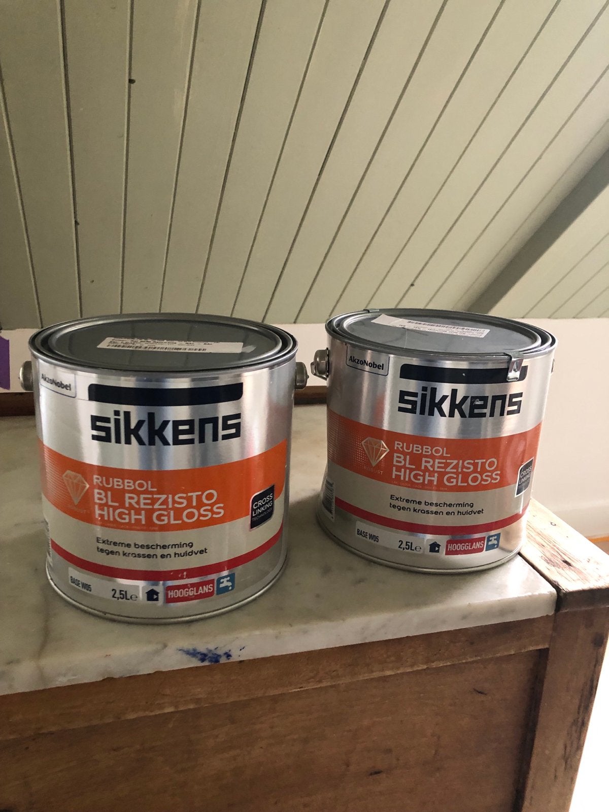 Sikkens Rubbol BL Rezisto High Gloss Lakverf 2x 2,5L 9010, 5 tot 10 liter, Wit, Nieuw, Ophalen of Verzenden