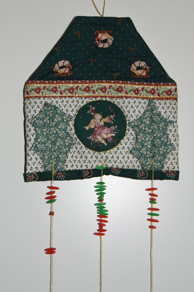 Handgemaakt Kersthuis voor kerstkaarten Patchwork Quilt, Verzenden
