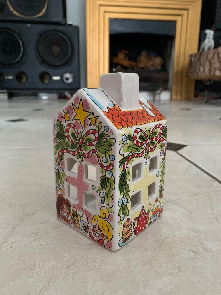 Blond Amsterdam theelicht huisje Kerst, Ophalen of Verzenden, Zo goed als nieuw, Bord(en), Aardewerk