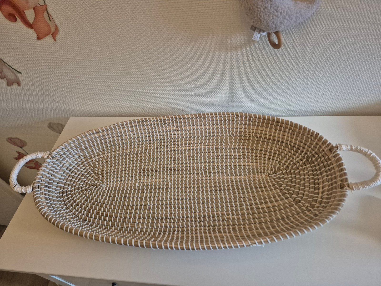 Rieten mand met handvatten en kussen - Mozes mand kwantum, Ophalen, Zo goed als nieuw