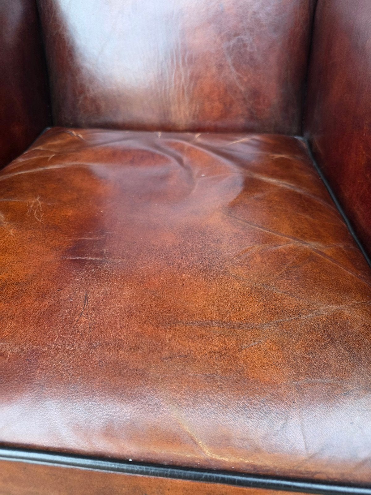 Chique schapenleren oor fauteuil Loumge Atelier + BEZORGING, Huis en Inrichting, Gebruikt, ., Chesterfield, Ophalen of Verzenden
