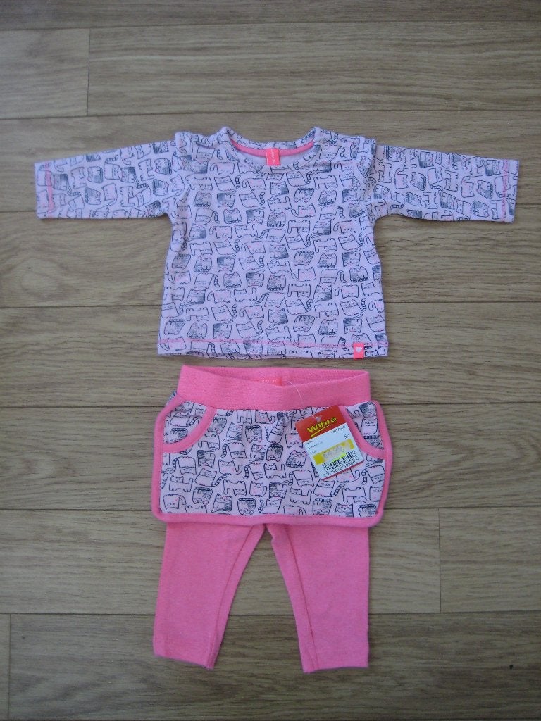 Wibra roze longsleeve+broek met rokje eraan maat 56 NIEUW, Meisje, Nieuw, Ophalen of Verzenden, Setje