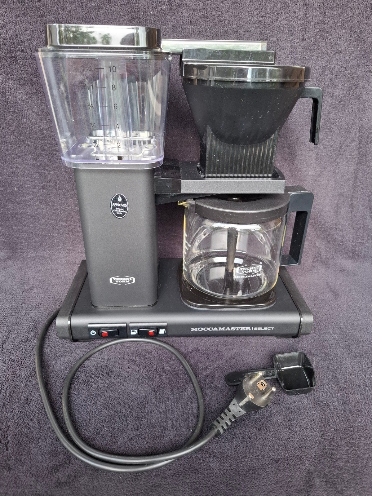 Technivorm Moccamaster Select Matt Black in mooie staat, 4 tot 10 kopjes, Ophalen of Verzenden, Zo goed als nieuw, Koffiemachine