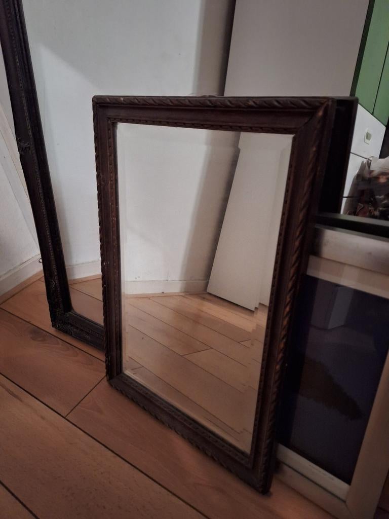 Spiegel met houten sierrand, Ophalen, Rechthoekig, Minder dan 50 cm