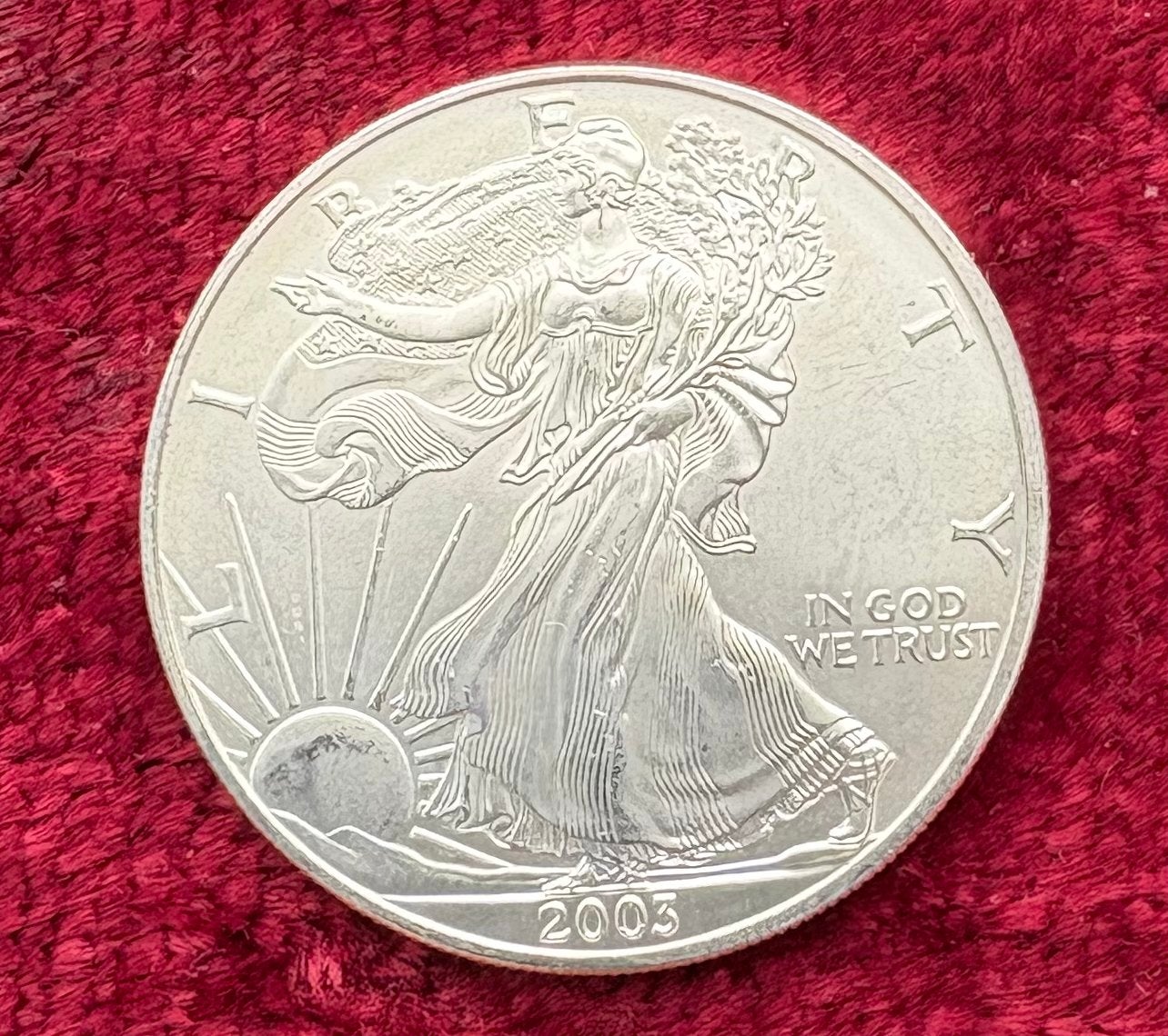 2003 American Silver Eagle 1 oz Zilveren Munt, Ophalen of Verzenden, Noord-Amerika, Losse munt, Zilver
