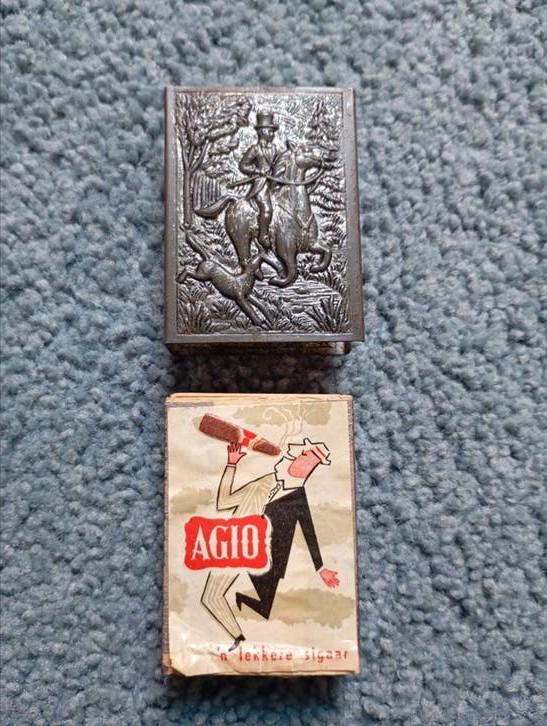 Vintage Lucifer doosje houder metaal 1950+, Ophalen of Verzenden, Gebruikt