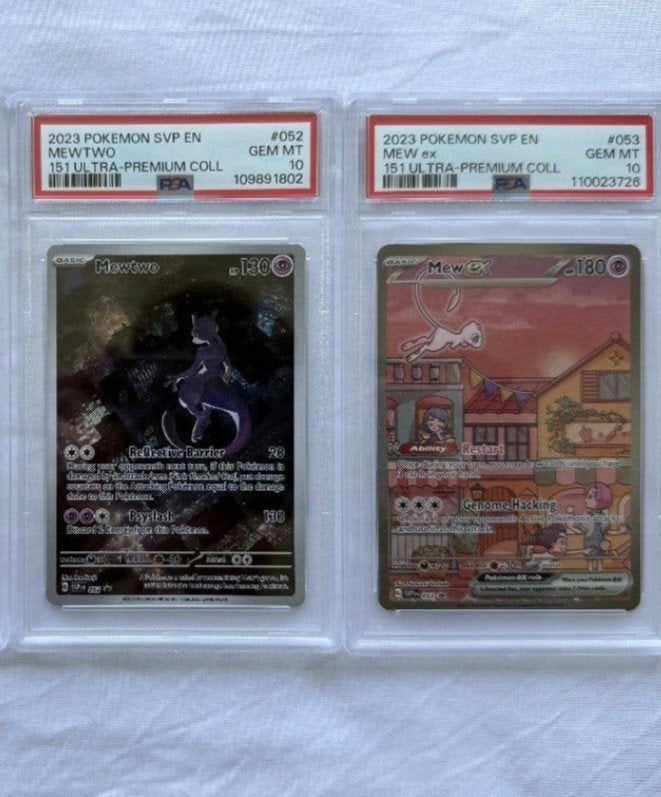Mewtwo #52 & Mew Ex #53 Promo PSA 10 - 2023 Pokemon SVP EN, Ophalen, Zo goed als nieuw, Meerdere kaarten