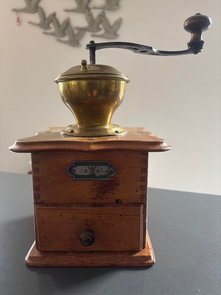 Antieke Koffiemolen - Hout & Messing, Ophalen of Verzenden