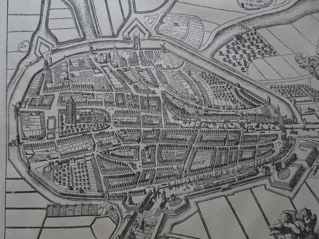 gravure plattegrond Zierikzee, Zeeland, Jan Luyken 19e eeuw, Antiek en Kunst, Ophalen of Verzenden, Cartografie, Gravure, Origineel