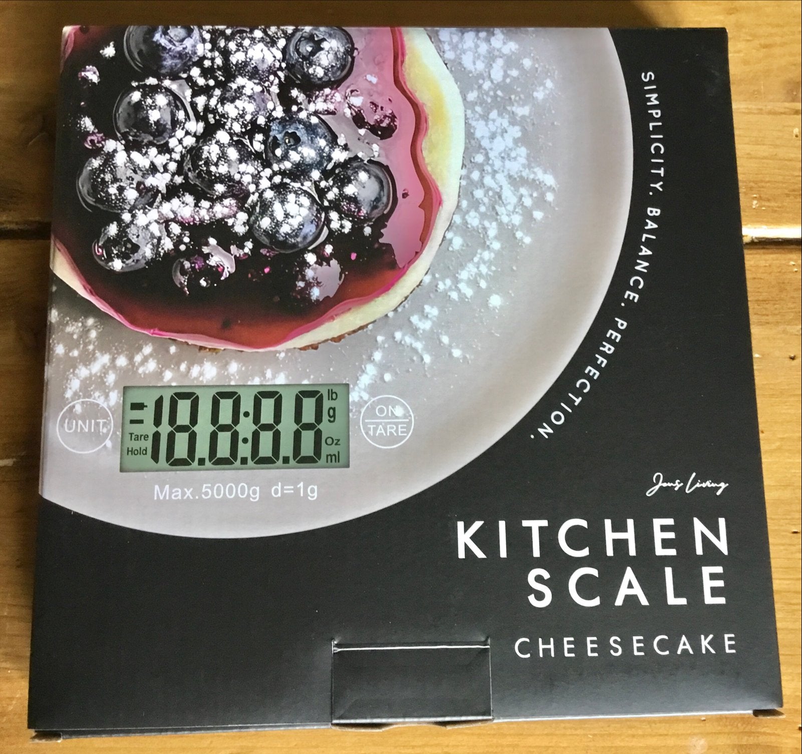 JENS LIVING KEUKENWEEGSCHAAL MET CHEESECAKE OPDRUK - NIEUW, Overige typen, Ophalen of Verzenden, Nieuw, Overige merken