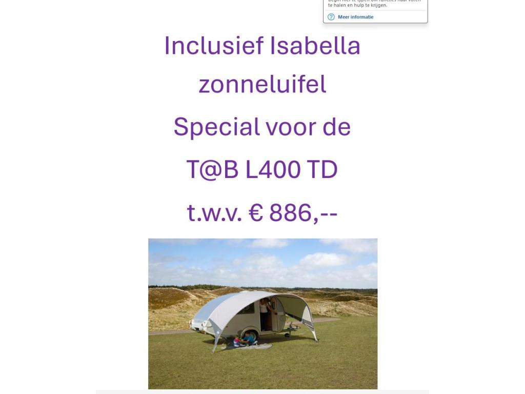T@B L400 TD Nieuw -2025- incl. luifel, Caravans en Kamperen, Schokbreker, Bedrijf, Treinzit, 4 tot 5 meter